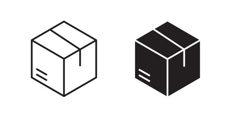 Box filled and outlined icons vectors on white background