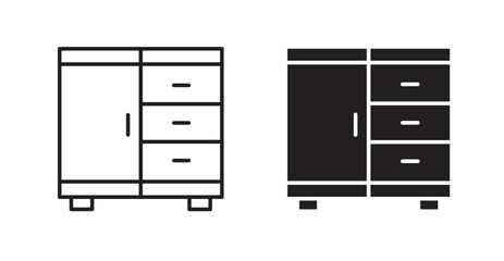 Cabinet filled and outlined icons vectors on white background