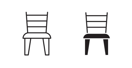 Chair filled and outlined icons vectors on white background