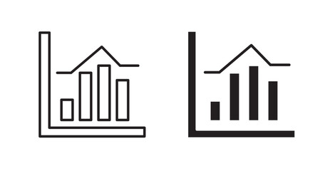 Chart histogram filled and outlined icons vectors on white background