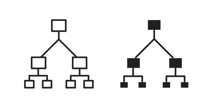 Chart tree filled and outlined icons vectors on white background