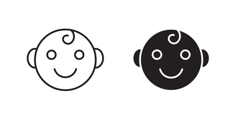 Fototapeta premium Child head filled and outlined icons vectors on white background