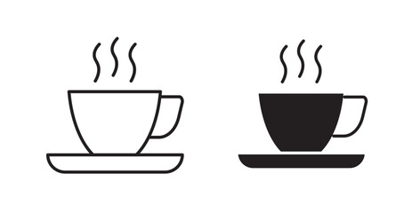 Coffee filled and outlined icons vectors on white background