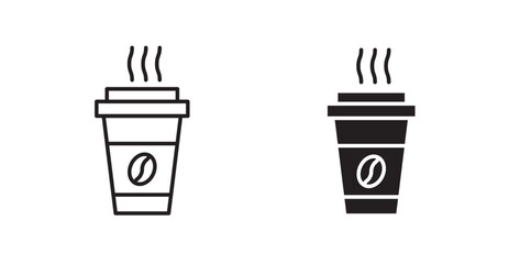Coffee filled and outlined icons vectors on white background
