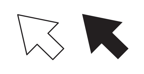 Cursor filled and outlined icons vectors on white background