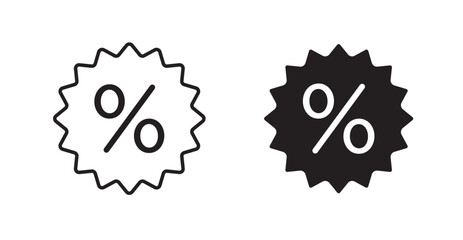 Discount filled and outlined icons vectors on white background