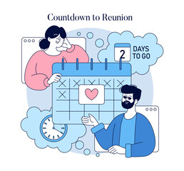 Long Distance Love. Flat Vector Illustration