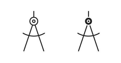 Drafting compass filled and outlined icons vectors on white background