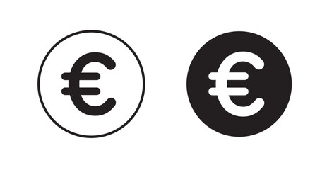 Euro filled and outlined icons vectors on white background