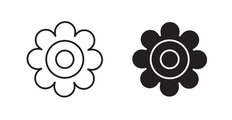 Flower filled and outlined icons vectors on white background