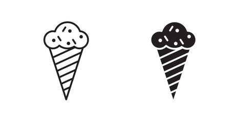 Ice cream filled and outlined icons vectors on white background
