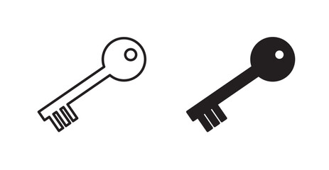 Key filled and outlined icons vectors on white background