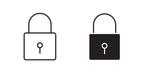 Lock filled and outlined icons vectors on white background