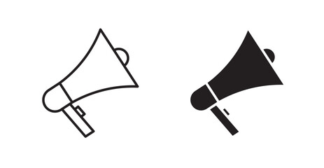 Megaphone filled and outlined icons vectors on white background