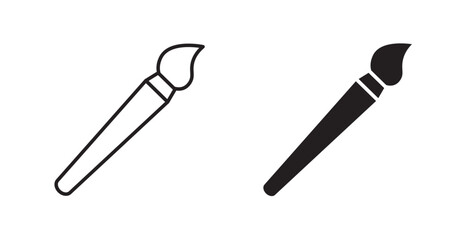Paint brush filled and outlined icons vectors on white background
