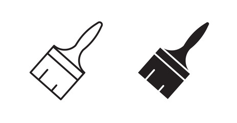 Paint brush filled and outlined icons vectors on white background