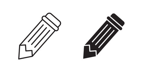 Pencil filled and outlined icons vectors on white background
