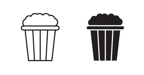 Popcorn filled and outlined icons vectors on white background