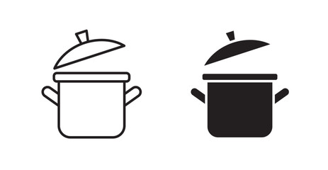 Pot filled and outlined icons vectors on white background