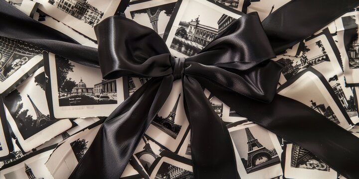 Vintage Paris Photographs with Elegant Black Bow