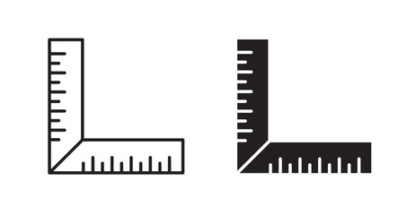 Ruler combined filled and outlined icons vectors on white background