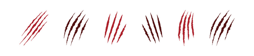 Fototapeta premium Animals claw scratches icons set flat design