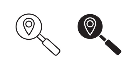 Search Location filled and outlined icons vectors on white background