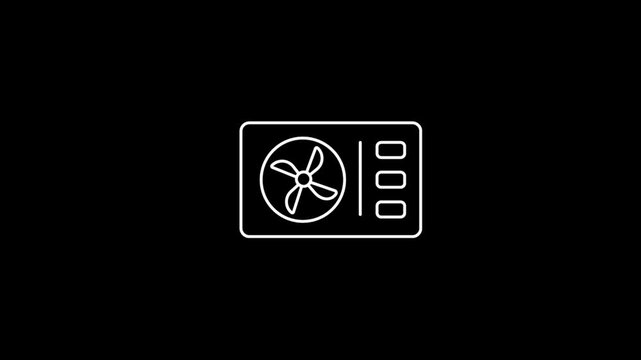 air conditioning outdoor unit icon animation in black line style icon on white background