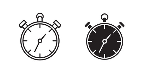 Stopwatch filled and outlined icons vectors on white background