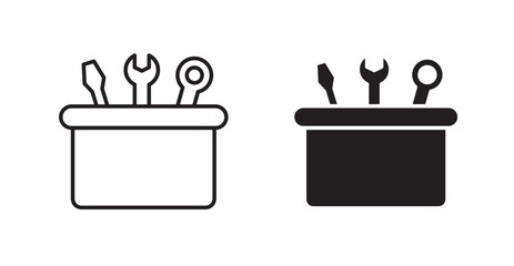 Toolbox filled and outlined icons vectors on white background