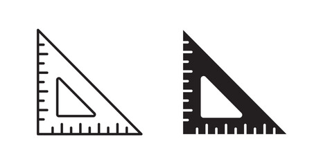 Triangle Ruler filled and outlined icons vectors on white background