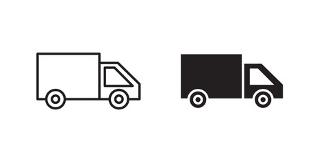 Truck filled and outlined icons vectors on white background