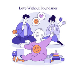 Permissive Parenting Style. Flat Vector Illustration