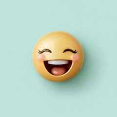 Happy emoticon, 3D rendering on pastel background