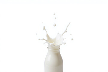 A splash of milk being poured into a white bowl