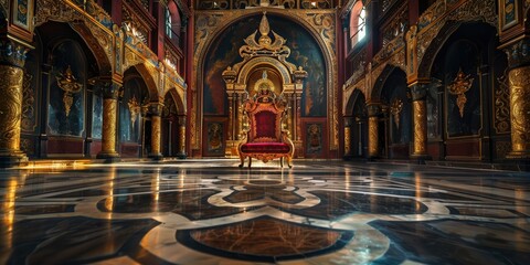 Fototapeta premium Opulent Throne Room: A Regal Interior