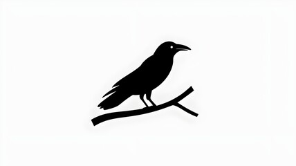 Silhouette of a crow on a branch.