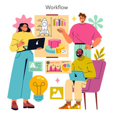 Workflow. Flat Vector Illustration