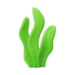 Seaweed vector 3d icon. Underwater plant, simple cartoon spirulina. Sea weed, abstract child illustration isolated on white background © Olena Go