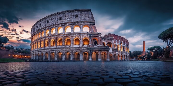 Colosseum at Sunset: An Iconic Roman Landmark