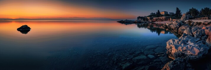 Serene Sunrise over a Calm Lake with Reflections
