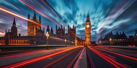 Fototapeta premium Evening cityscape of London's Parliament
