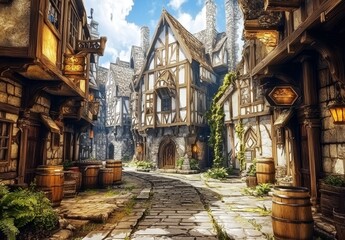 Fototapeta premium A glimpse into the past with picturesque medieval structures.