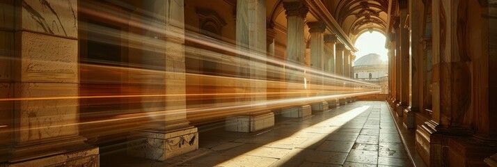 Elegant Architectural Corridor with Sunlight