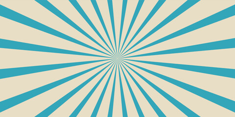Retro vintage spiral wavy sun rays, blue background pattern, radial spiral stripes, comic ray stripes, grunge texture, circus, carnival, summer background, vector illustration.
