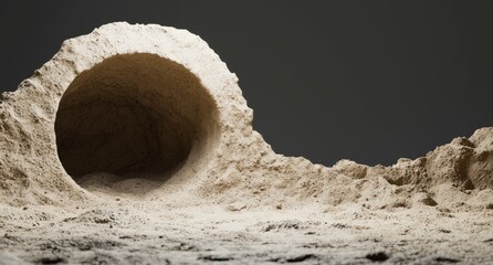 Abstract Sand Sculpture with Hollow Tunnel Formation and Texture