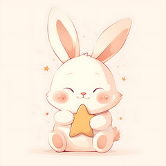 Fototapeta premium Adorable and Playful Rabbit Engaged in Various Activities, Minimalist and Logo-Style Designs illustrator.