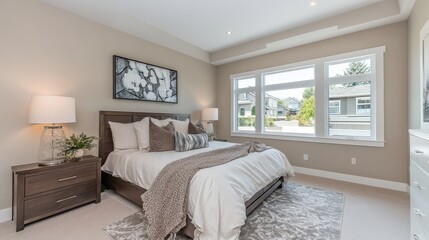 Obraz premium Cozy Bedroom with Soft Linen and Natural Light