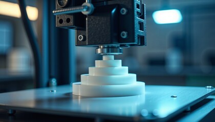 3D printer producing a spiral-shaped object, showcasing advanced additive manufacturing technology.