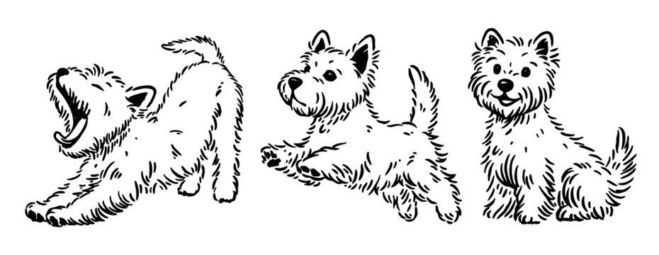 Vintage Hand-Drawn Terrier Dog Illustrations &ndash; Sketch Vector Set
